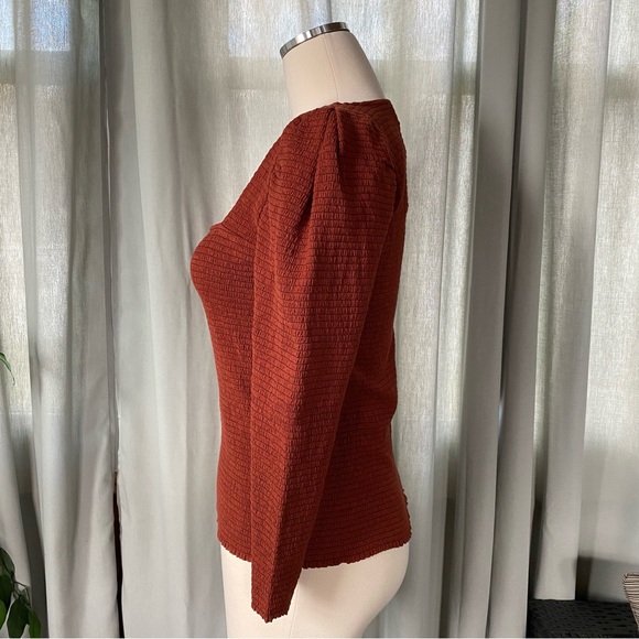 Nation LTD Alexandra Smocked Long Sleeve - Red Clay - Small, NWT - Picture 5 of 12